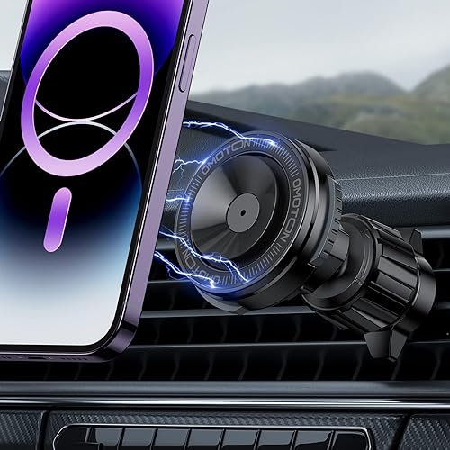 OMOTON Handyhalterung Auto, KFZ Handyhalterung 360° Drehbare Autohandyhalterung [Magnet+Saugnapf ] für Lüftung Kompatibel mit MagSafe iPhone 14 13 12/Samsung/Huawei usw. von OMOTON