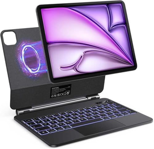 OMOTON Magnetische Tastatur Hülle für iPad Air 11 Zoll (M2 2024), iPad Air 6/5/4, iPad Pro 11(4/3/2/1 Gen), Magic Keyboard mit Trackpad (FR-Layout) von OMOTON