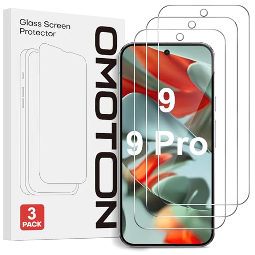 OMOTON Panzer Schutz Glas für Google Pixel 9/9 Pro, Schutzfolie 3 Stück für Google Pixel 9/9 Pro Displayschutzfolie, 9H Härte Folie, HD Klar, Kompatibel mit Temperatursensoren von OMOTON