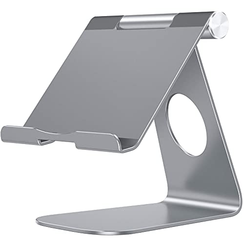 OMOTON Verstellbarer Tablet Ständer, Tablet Halterung tisch, Tablet Halter Aluminium mit 2022 iPad Pro 9.7, 10.5, 11, 12.9, iPad Air Mini 2 3 4, Samsung Tab, Surface und Tablets bis zu 12.9 Zoll, Grau von OMOTON