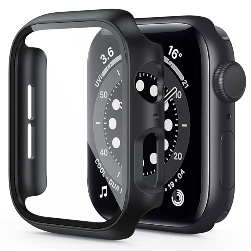OMOTON für Apple Watch SE/SE 2/6/5/4 40mm Schutzhülle, kompatibel mit Apple Watch SE/SE 2/6/5/4 40mm Displayschutz, Einfache Installation, Anti- Kratzer, Bläschenfrei, 2 Stück, Schwarz von OMOTON