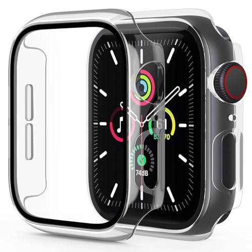 OMOTON für Apple Watch SE/SE 2/6/5/4 44mm Schutzhülle, kompatibel mit Apple Watch SE/SE 2/6/5/4 44mm Displayschutz, Einfache Installation, Anti- Kratzer, Bläschenfrei, 2 Stück, Transparent von OMOTON