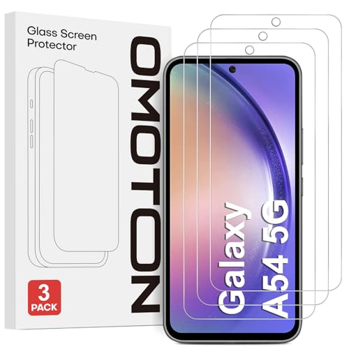 OMOTON für Samsung Galaxy A54 5G Panzer Schutz Glas, kompatibel mit Samsung Galaxy A54 5G Schutzfolie, Einfache Installation, 9H Härte, Anti-Kratzen, Anti-Öl, Anti-Bläschen, 3 Stück von OMOTON