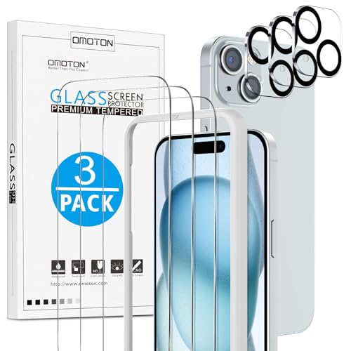 OMOTON für iPhone 15 Panzer Schutz Glas mit Rahmen-Installationshilfe, kompatibel mit iPhone 15 Kamera Schutzfolie, 3+3 Stück, Anti- Kratzer, Bläschenfrei, 9H Härte, HD-Klar OMOTON für iPhone 15 Panzer Schutz Glas mit Rahmen-Installationshilfe, kompatibel mit iPhone 15 Kamera Schutzfolie, 3+3 Stück, Anti- Kratzer, Bläschenfrei, 9H Härte, HD-Klar von OMOTON