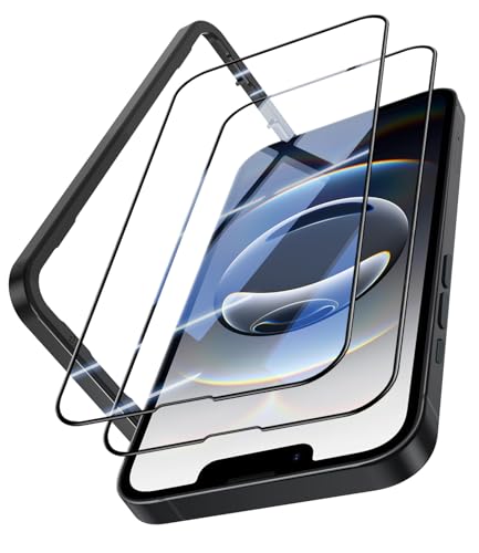 OMOTON für iPhone 16e und iPhone 13/14 für Panzerglas, [Full Screen] TOP Bruchsicherheit Schutzfolie für iPhone 16e/13/14, mit Montagerahmen, Anti-Kratzer, Bläschenfrei, 2 Stück von OMOTON