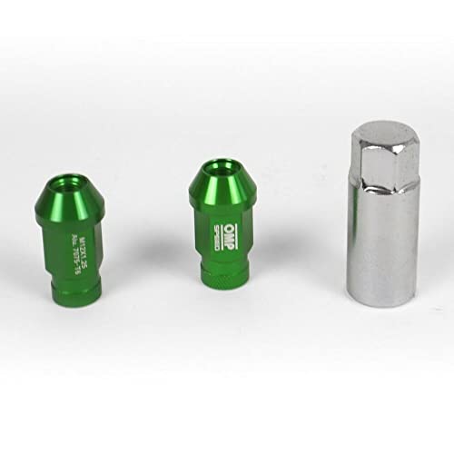 Set TUERCAS Aluminium OMP 7075 LLAVE 19 L:40MM M14X1.25 VERDE von OMP