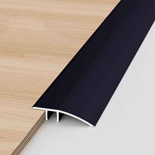 Selbstklebendes, flaches Übergangsprofil, Aluminium-Schwellenübergangsleiste, Teppichleiste, Vinyl-Ausgleichsleiste zwischen Hartholzböden und unebenen Oberflächen-Black||90x4.2cm von OMYZVDLZ