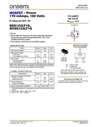 ON Semiconductor BSS123LT1G MOSFET 1 N-Kanal SOT-23 Tape on Full reel von ON Semiconductor