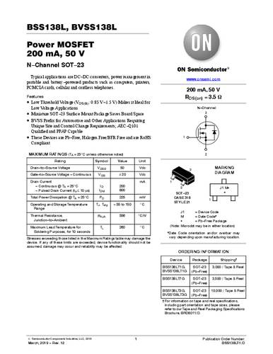 ON Semiconductor BSS138LT1G MOSFET 1 N-Kanal SOT-23 Tape on Full reel von ON Semiconductor