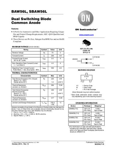 ON Semiconductor Diode BAW56LT1G SOT-23 70V 200mA Tape on Full reel von ON Semiconductor