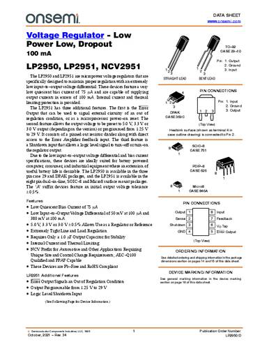 ON Semiconductor LP2951CDR2G Spannungsregler - DC/DC-Schaltregler SOIC-8 Positiv Einstellbar, Fest 0 von ON Semiconductor