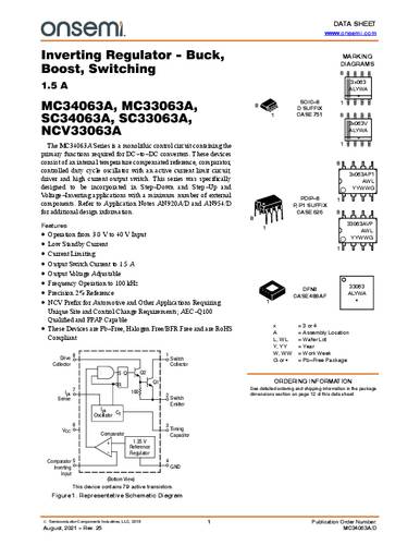 ON Semiconductor MC34063AP1G Spannungsregler - DC/DC-Schaltregler DIP-8 Positiv Einstellbar 1.50A Tu von ON Semiconductor