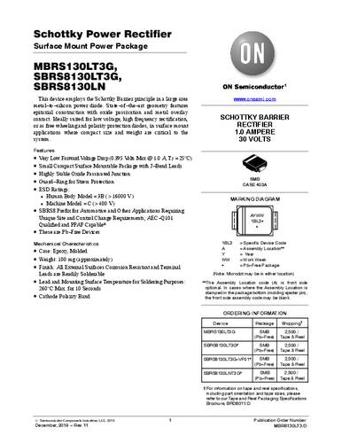 ON Semiconductor Schottky-Diode MBRS130LT3G SMB 1A Tape on Full reel von ON Semiconductor