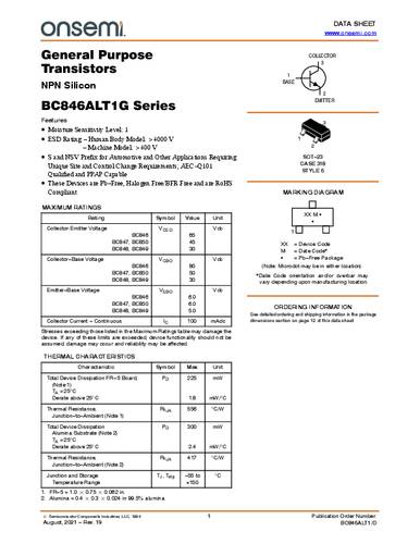 ON Semiconductor Transistor (BJT) - diskret BC847BLT1G SOT-23 NPN Tape on Full reel von ON Semiconductor