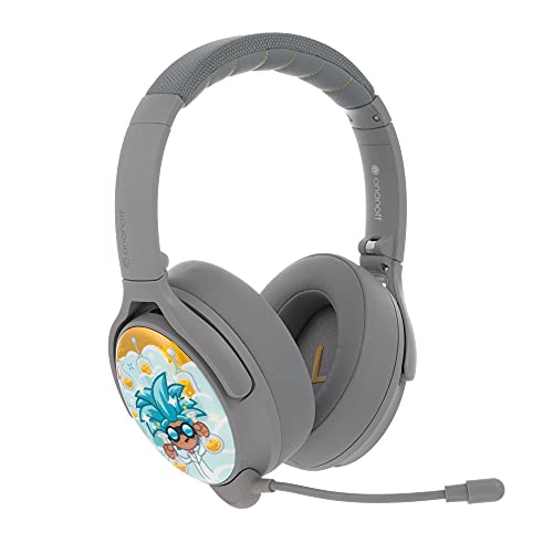 ONANOFF BuddyPhones Cosmos+ Bluetooth-Kopfhörer mit aktiver Geräuschunterdrückung für Kinder - ohrumschließender, Faltbarer kabelloser Kopfhörer mit Mikrofon, 24 Stunden Akkulaufzeit, Grau matt von ONANOFF