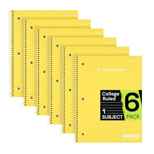 ONAVIA Spiralnotizbuch für die Schule, 6 Stück, 1 Fach, College, liniertes Papier, 70 Blatt, 3-fach gelocht, 20,3 x 26,7 cm, liniertes Notizbuch, Schreibtagebuch für Notizen, Arbeit, Schulbedarf, Gelb ONAVIA Spiralnotizbuch für die Schule, 6 Stück, 1 Fach, College, liniertes Papier, 70 Blatt, 3-fach gelocht, 20,3 x 26,7 cm, liniertes Notizbuch, Schreibtagebuch für Notizen, Arbeit, Schulbedarf, Gelb von ONAVIA