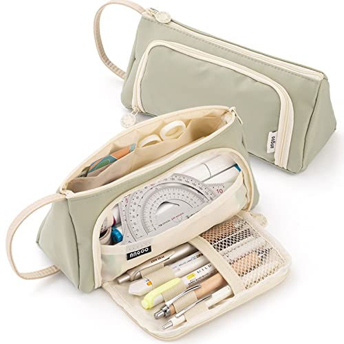 ONCCI Federmäppchen Mädchen Mäppchen Federtaschen Große Kapazität Teenager Etui Stifte Pencil Case für Schule & Büro (Creme-Grün) von ONCCI