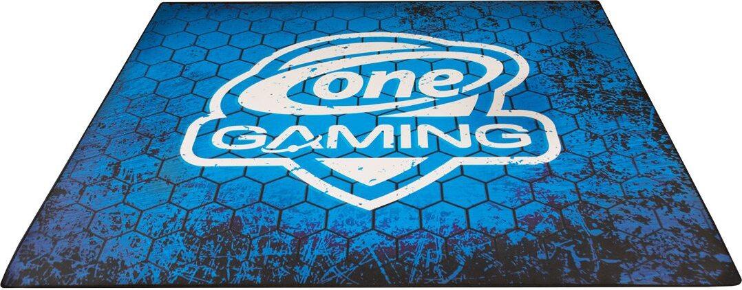 Blaue Gaming Floormat: spritzwassergeschützt, rutschfest, Größe: 120 cm x 100 cm, strapazierfähigen Stoff - Gaming Bodenschutzmatte von ONE GAMING