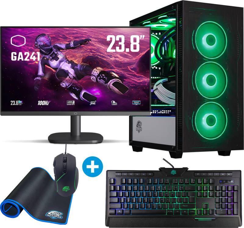 Gaming Komplett-PC - Intel Core i5-11400F - NVIDIA GeForce RTX 4060 Ti - mit Zubehör von ONE GAMING