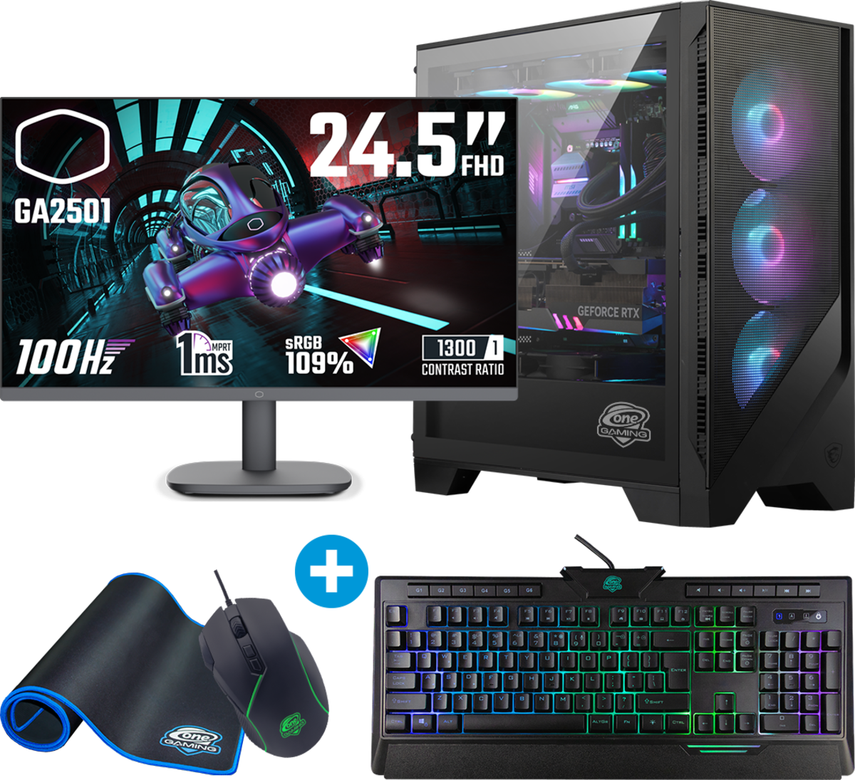 Gaming Komplett-PC - Intel Core i5-12600KF - NVIDIA GeForce RTX 4060 Ti - mit Zubehör von ONE GAMING