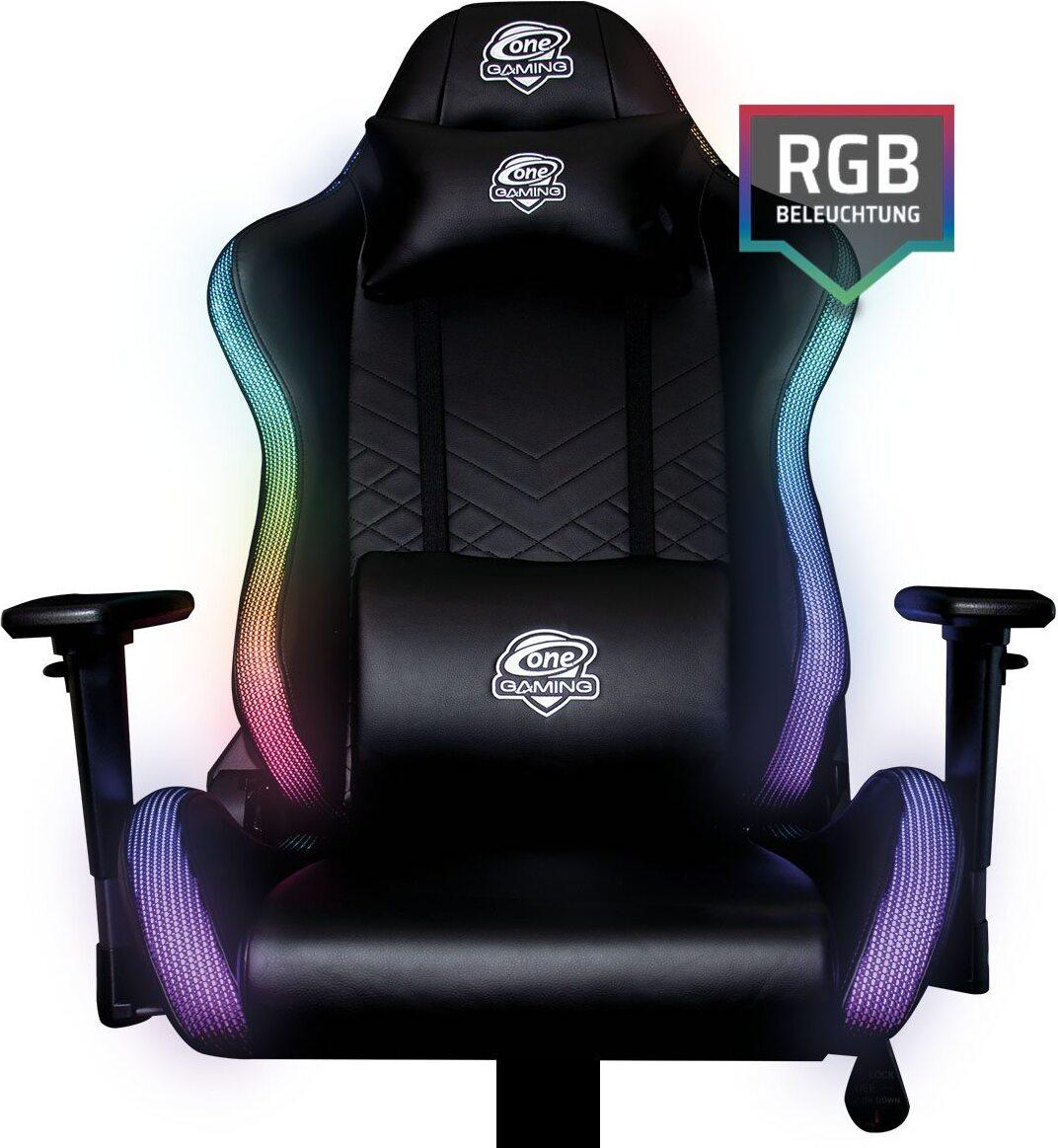 RGB Gaming Stuhl - ONE GAMING Chair Pro RGB - Premium-Kunstleder - Schwarz mit RGB-Beleuchtung von ONE GAMING