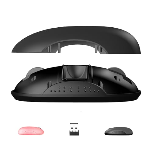 ONE-UP Bluetooth Wireless Mouse, Two-Way Mouse, Front Voice Button, Rear Mute Button, with 2.4G Wireless Receiver, One-Way Shell, Suitable for Laptops, MacBook Pro Air, PC, Computers, (Black) von ONE-UP