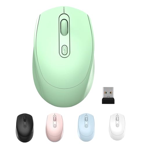 ONE-UP Kabellose Maus, 2,4 G Silent Maus, Computermaus mit USB-Nano-Empfänger für Laptop, Chromebook, PC, Mac, Windows und Schularbeit (Grün) von ONE-UP