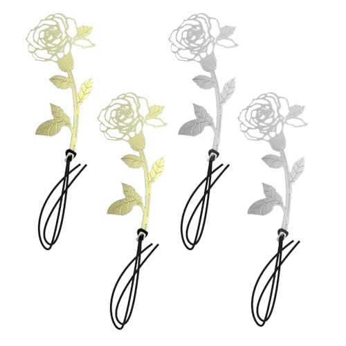 ONEBO 4 Metall-Lesezeichen, Rose Anhänger, Gold, Silver von ONEBO