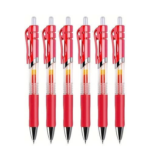 ONECMN Gelschreiber-Set, einziehbar, Schwarz/Rot/Blau, Tinten-Kugelschreiber zum Schreiben, Nachfüllen, Bürozubehör, Schulbedarf, Schreibwaren (6 rote Stifte) von ONECMN