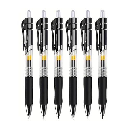 ONECMN Gelschreiber-Set, einziehbar, Schwarz/Rot/Blau, Tinten-Kugelschreiber zum Schreiben, Nachfüllen, Bürozubehör, Schulbedarf, Schreibwaren (6 schwarze Stifte) von ONECMN