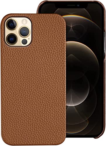 ONECMN Litschi-Muster Lederhülle kompatibel mit iPhone 13 Pro - Qualität Leder Slim Back Cover Offener Knopf (Farbe: Braun, Größe: Für iphone13Pro) von ONECMN