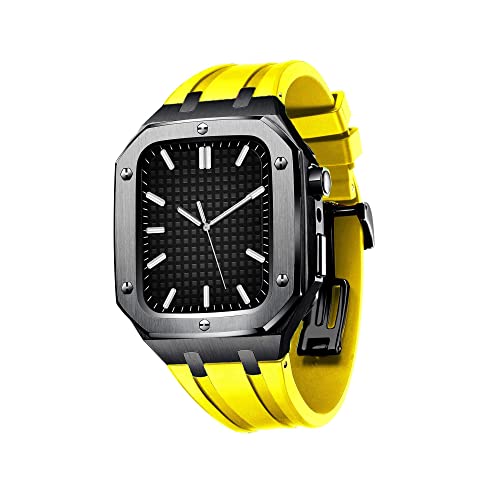 ONECMN Silikon-Armband, stoßfest, für iWatch Serie 7/SE/6/5/4, Business-Casual-Stil, Uhrenarmband für Herren und Damen, Militär-Metallgehäuse für Apple Watch, 45 mm, 44 mm, 45MM FOR 7, Achat von ONECMN