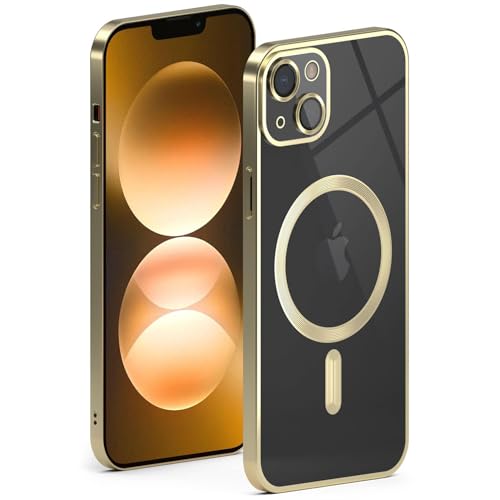 ONEFLOW Aura Case für iPhone 14 Hülle kompatibel mit MagSafe, Handyhülle mit Kameraschutz, Schutzhülle für induktives kabelloses Laden, Silikonhülle Durchsichtig, Gold ONEFLOW Aura Case für iPhone 14 Hülle kompatibel mit MagSafe, Handyhülle mit Kameraschutz, Schutzhülle für induktives kabelloses Laden, Silikonhülle Durchsichtig, Gold von ONEFLOW