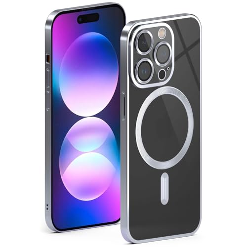 ONEFLOW Aura Case für iPhone 14 Pro Max Hülle kompatibel mit MagSafe, Handyhülle mit Kameraschutz, Schutzhülle für induktives kabelloses Laden, Silikonhülle Durchsichtig, Silber ONEFLOW Aura Case für iPhone 14 Pro Max Hülle kompatibel mit MagSafe, Handyhülle mit Kameraschutz, Schutzhülle für induktives kabelloses Laden, Silikonhülle Durchsichtig, Silber von ONEFLOW