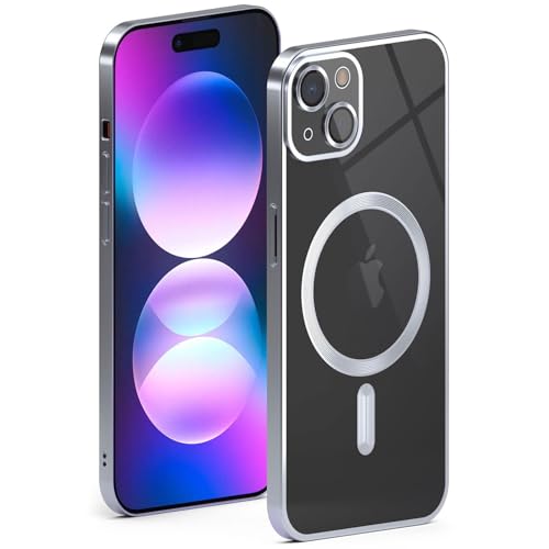 ONEFLOW Aura Case für iPhone 15 Hülle kompatibel mit MagSafe, Handyhülle mit Kameraschutz, Schutzhülle für induktives kabelloses Laden, Silikonhülle Durchsichtig, Silber ONEFLOW Aura Case für iPhone 15 Hülle kompatibel mit MagSafe, Handyhülle mit Kameraschutz, Schutzhülle für induktives kabelloses Laden, Silikonhülle Durchsichtig, Silber von ONEFLOW