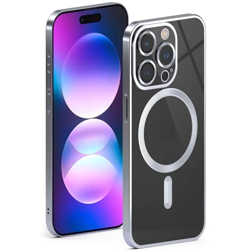 ONEFLOW Aura Case für iPhone 15 Pro Max Hülle kompatibel mit MagSafe, Handyhülle mit Kameraschutz, Schutzhülle für induktives kabelloses Laden, Silikonhülle Durchsichtig, Silber ONEFLOW Aura Case für iPhone 15 Pro Max Hülle kompatibel mit MagSafe, Handyhülle mit Kameraschutz, Schutzhülle für induktives kabelloses Laden, Silikonhülle Durchsichtig, Silber von ONEFLOW