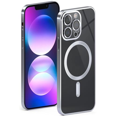 ONEFLOW Aura Case für iPhone 13 Pro Max Hülle kompatibel mit MagSafe, Handyhülle mit Kameraschutz, Schutzhülle für induktives kabelloses Laden, Silikonhülle Durchsichtig, Silber ONEFLOW Aura Case für iPhone 13 Pro Max Hülle kompatibel mit MagSafe, Handyhülle mit Kameraschutz, Schutzhülle für induktives kabelloses Laden, Silikonhülle Durchsichtig, Silber von ONEFLOW