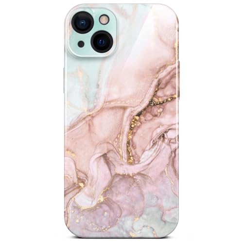 ONEFLOW Bliss Cover für iPhone 14 Hülle in Marmor Optik, Designer Case Handy Schutzhülle mit Kameraschutz, Muster Hardcase Glitzer Handyhülle marmoriert, Rosa Grau von ONEFLOW