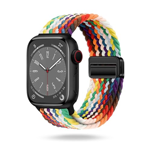ONEFLOW Casual Loop Kompatibel mit Apple Watch 10 (46mm) Geflochtenes Armband Elastisch, Textil iWatch Armbänder Damen Herren, Sport Nylon Stoff Band Verschluss Magnetisch, Bunt von ONEFLOW