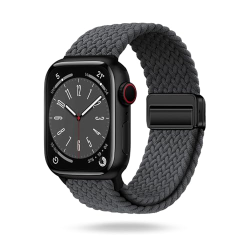 ONEFLOW Casual Loop Kompatibel mit Apple Watch Ultra 1 (49mm) Geflochtenes Armband Elastisch, Textil iWatch Armbänder Damen Herren, Sport Nylon Stoff Band Verschluss Magnetisch, Grau von ONEFLOW