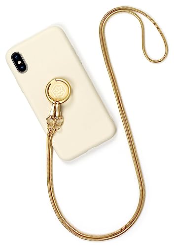 ONEFLOW Chainless Handykette für Apple iPhone X/iPhone XS Hülle mit Band, Silikon Handyhülle mit Kette, Abnehmbare Schnur mit Case zum Umhängen, Fine Chain – Gold von ONEFLOW