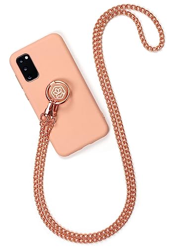 ONEFLOW Chainless Handykette für Samsung Galaxy S20 / S20 5G Hülle mit Band, Silikon Handyhülle mit Kette, Abnehmbare Schnur mit Case zum Umhängen, Link Chain – Rosé-Gold von ONEFLOW