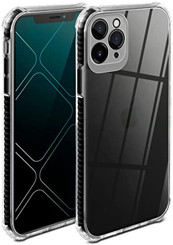 ONEFLOW Cushion Case für Apple iPhone 11 Pro Max – Durchsichtige Hülle aus Silikon mit 3D Kameraschutz, Handyhülle mit erhöhter Displayschutz Kante, Transparente Schutzhülle – Schwarz von ONEFLOW