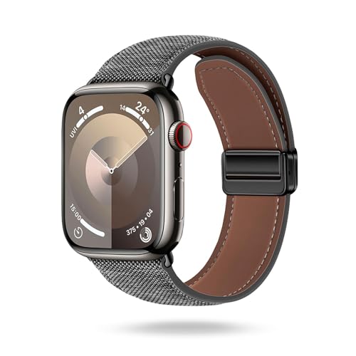 ONEFLOW Denim Loop kompatibel mit Apple Watch SE 1 (40mm) Armband aus Jeans Stoff, Ersatzarmband in Demin Design, Textil iWatch Armbänder Damen Herren Ersatz Watch Band Magnetisch, Schwarz von ONEFLOW