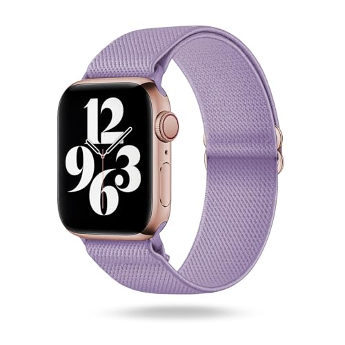 ONEFLOW Flex Loop Kompatibel mit Apple Watch 9 (45mm) Armband Elastisch, Textil Stoff iWatch Armbänder Damen Herren Sport, Sportarmband Nylon Ersatz Watch Band Flexibel, Flieder von ONEFLOW