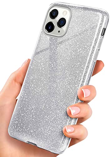 ONEFLOW Glitter Case kompatibel mit Apple iPhone 11 Pro Max Hülle Glitzer Stoßfest, Silikon Schutzhülle dünn, Handyhülle Diamant Strass, Glitzerhülle mit Bling Sparkle - Silber von ONEFLOW