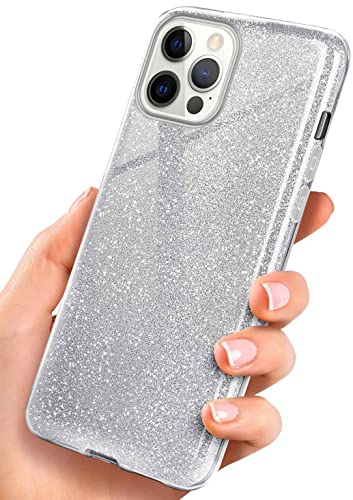 ONEFLOW Glitter Case kompatibel mit Apple iPhone 12 Pro Max Hülle Glitzer Stoßfest, Silikon Schutzhülle dünn, Handyhülle Diamant Strass, Glitzerhülle mit Bling Sparkle - Silber von ONEFLOW