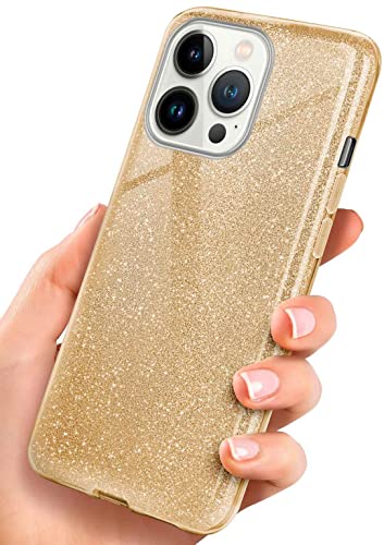 ONEFLOW Glitter Case kompatibel mit Apple iPhone 13 Pro Max Hülle Glitzer Stoßfest, Silikon Schutzhülle dünn, Handyhülle Diamant Strass, Glitzerhülle mit Bling Sparkle - Gold von ONEFLOW