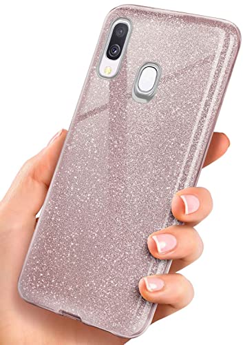 ONEFLOW Glitter Case kompatibel mit Samsung Galaxy A40 Hülle Glitzer Stoßfest, Silikon Schutzhülle dünn, Handyhülle Diamant Strass, Glitzerhülle mit Bling Sparkle - Roségold von ONEFLOW