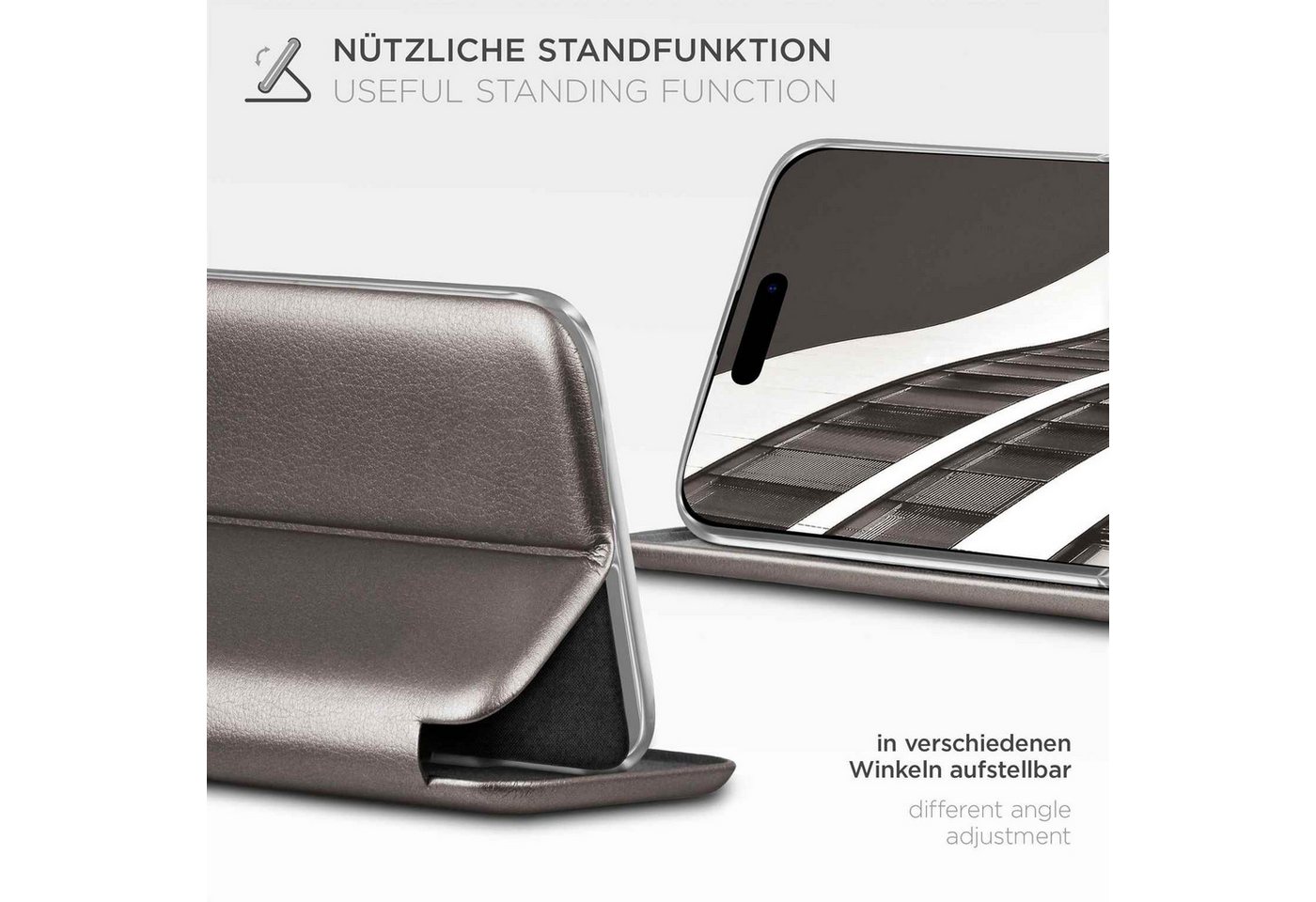 ONEFLOW Handyhülle ONEFLOW® Business Case für Apple iPhone 16 Pro, Klapphülle, Hülle mit Kartenfach PU Lederhülle Leder Flip Case dünn von ONEFLOW
